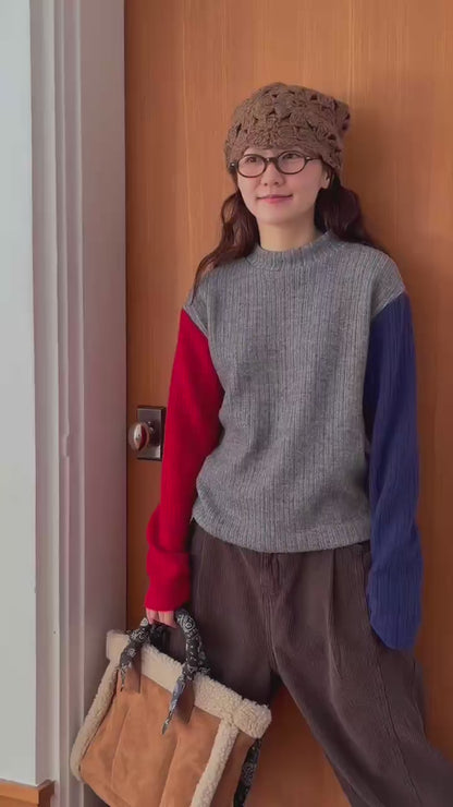 韓國直送Multicolor Ribbed Knit Top