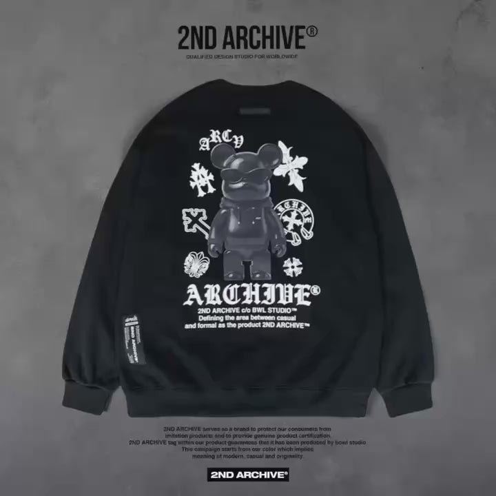 韓國直送 2ND ARCHIVE Black Cross Bear  Sweatshirt