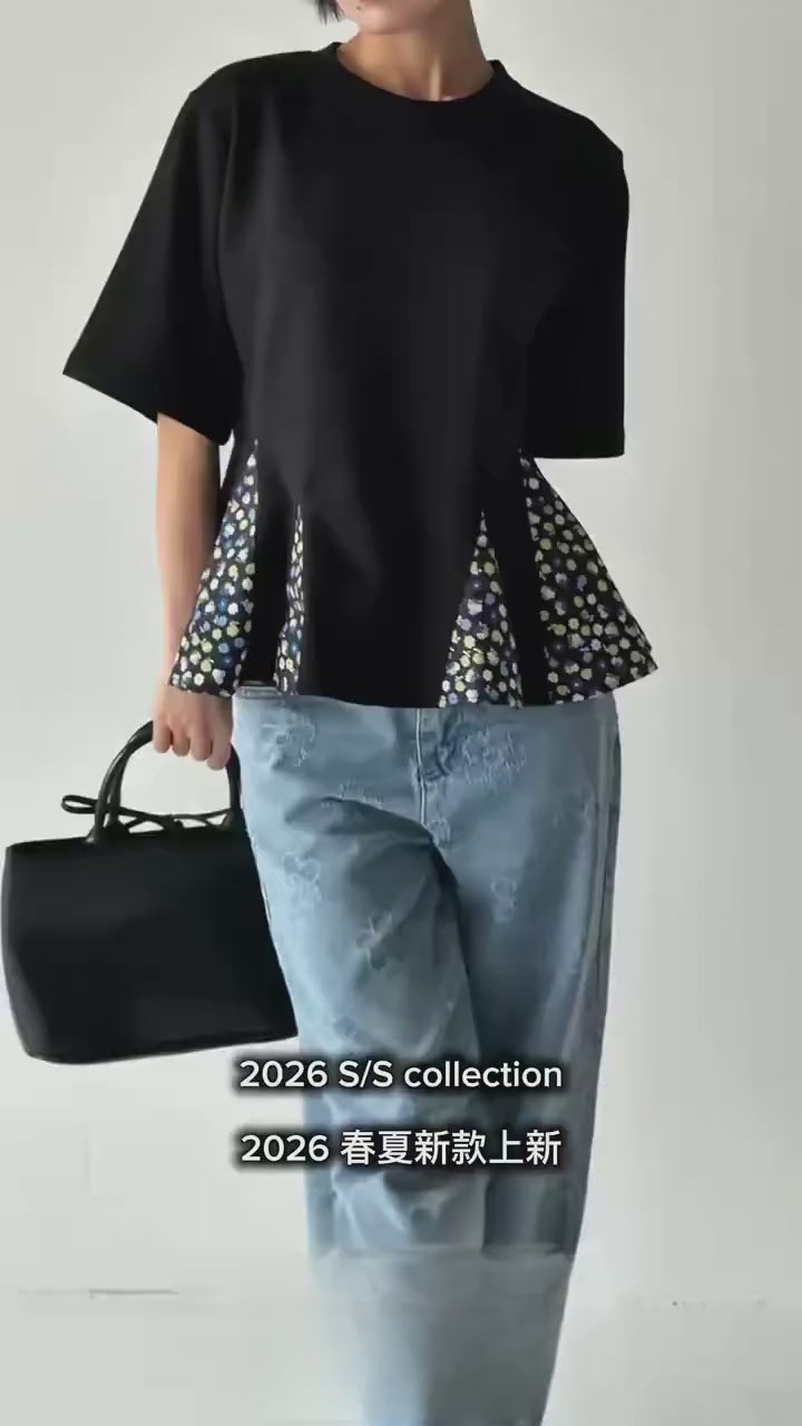 韓國直送Floral Peplum Tee / Jeans