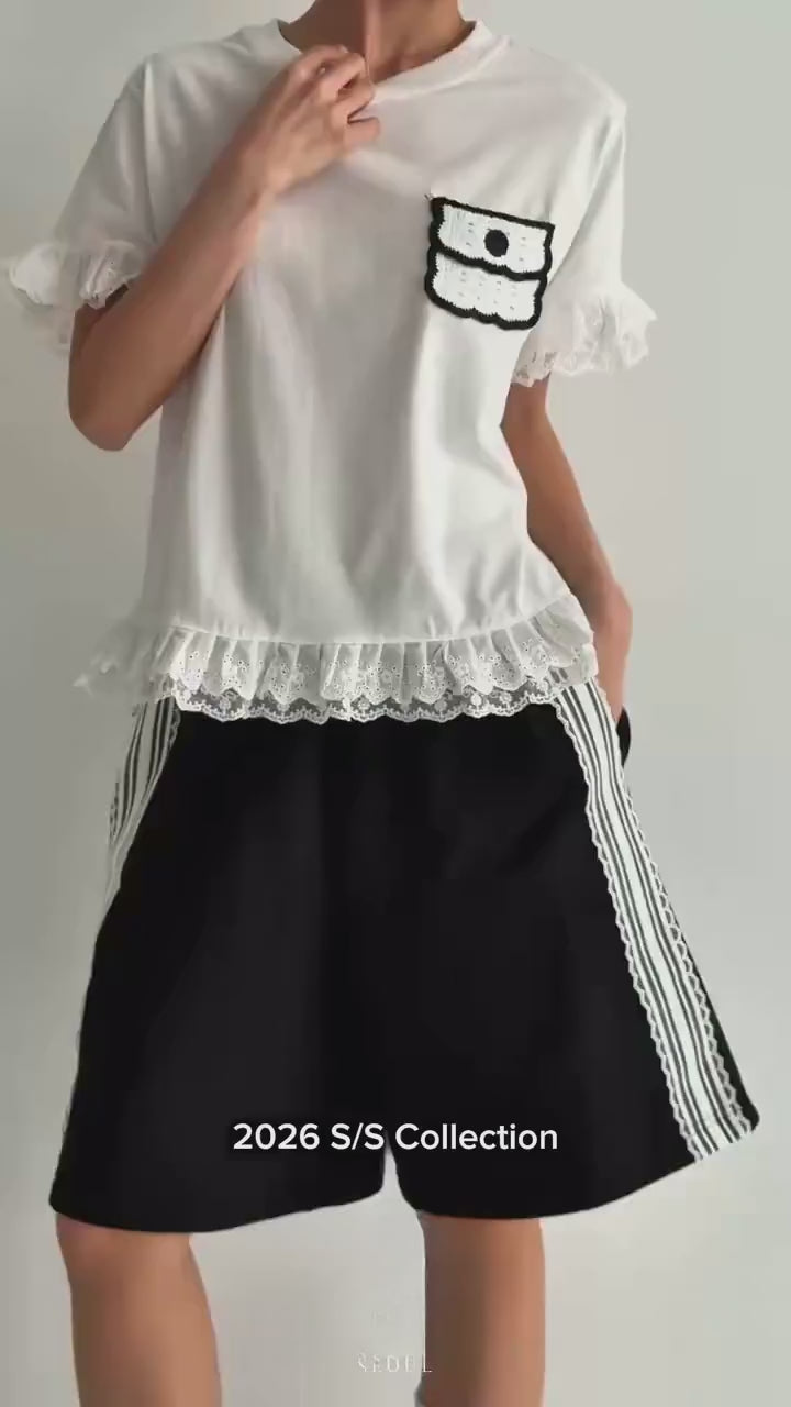 韓國直送Crochet pocket Tee