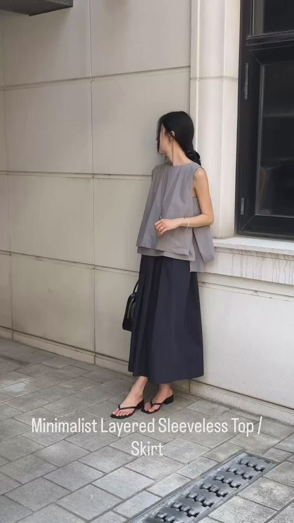 韓國直送Minimalist Layered Sleeveless Top / Skirt