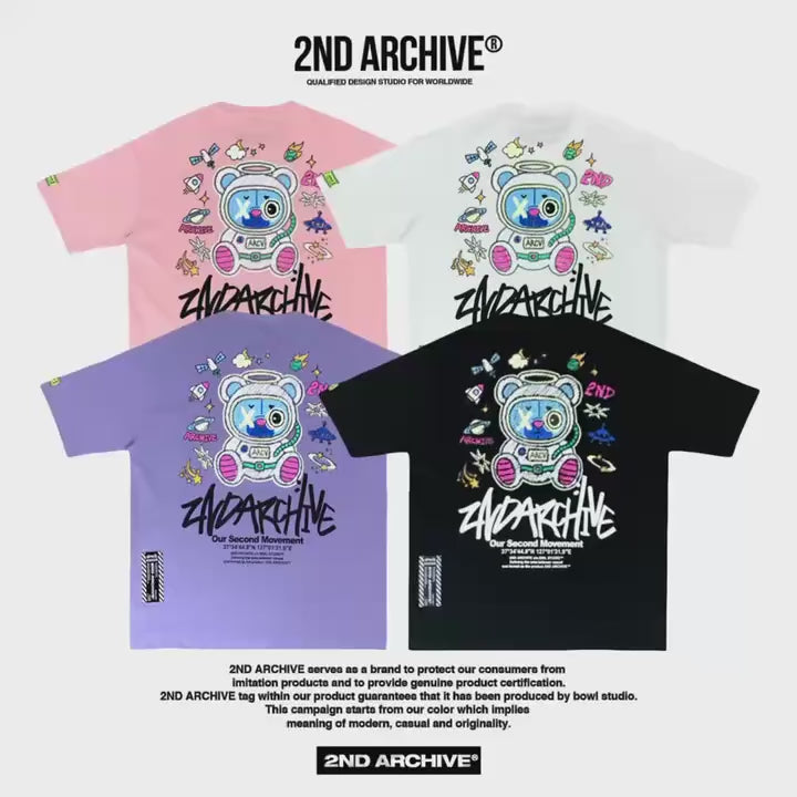 🇰🇷韓國直送🇰🇷 2ND ARCHIVE Glow-in-the-Dark Space Bear Half Palty Tee