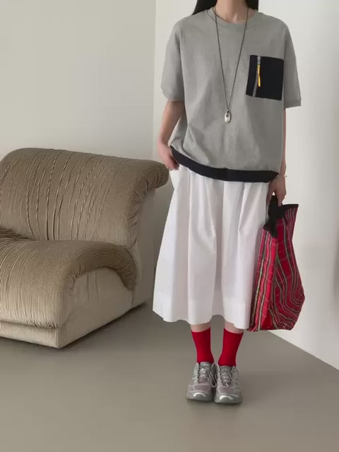 韓國直送Color Block Pocket Tee