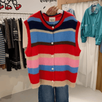 韓國直送Rainbow Striped Cardigan Vest HLY & CHOCCICO