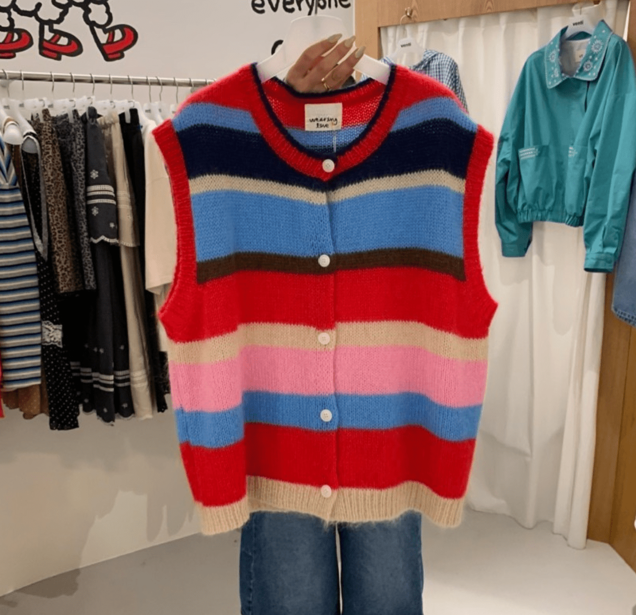 韓國直送Rainbow Striped Cardigan Vest HLY & CHOCCICO