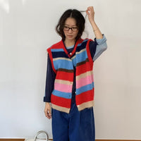 韓國直送Rainbow Striped Cardigan Vest - HLY & CHOCCICO
