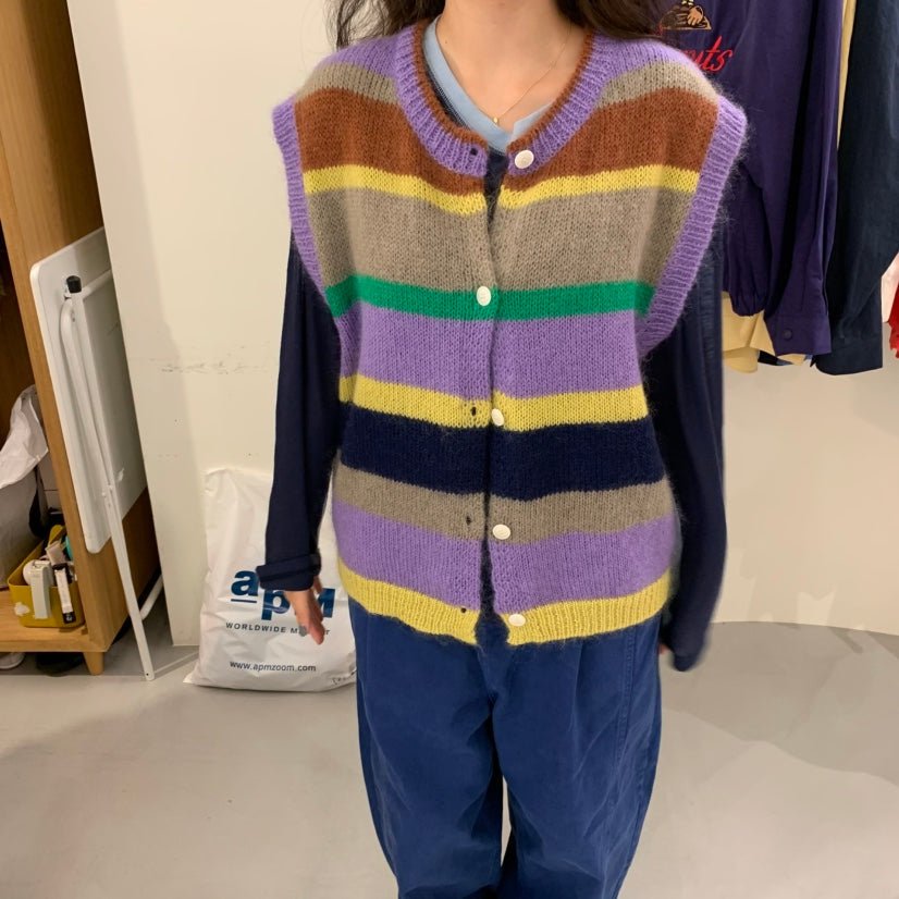 韓國直送Rainbow Striped Cardigan Vest HLY & CHOCCICO