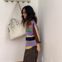 韓國直送Rainbow Striped Cardigan Vest - HLY & CHOCCICO
