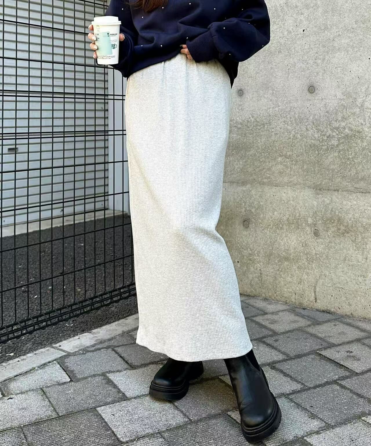 日本直送 Ribbed Tight Long Skirt - HLY & CHOCCICO
