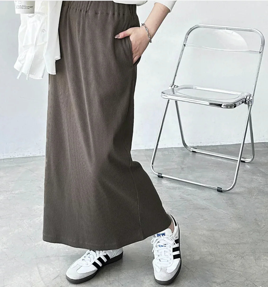 日本直送 Ribbed Tight Long Skirt - HLY &amp; CHOCCICO