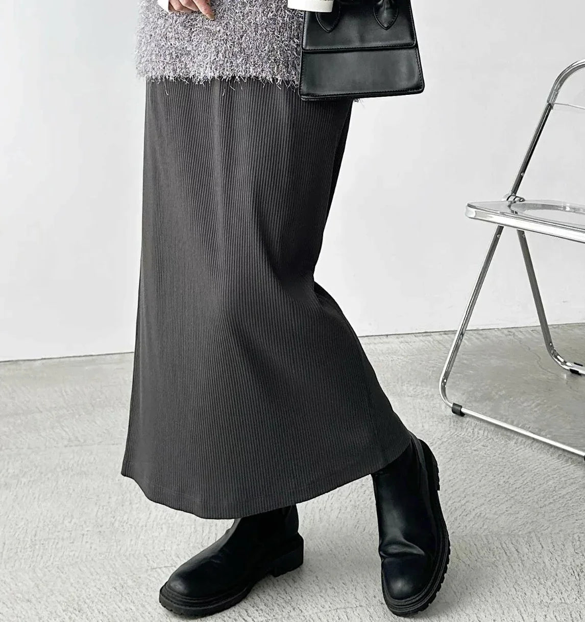 日本直送 Ribbed Tight Long Skirt - HLY &amp; CHOCCICO