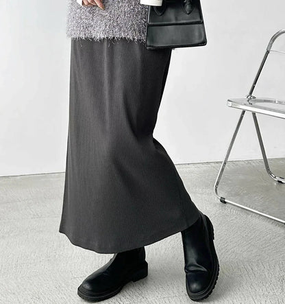 日本直送 Ribbed Tight Long Skirt - HLY &amp; CHOCCICO