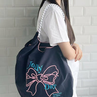 日本直送Ribbon embroidered tote bag - HLY & CHOCCICO
