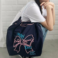 日本直送Ribbon embroidered tote bag - HLY & CHOCCICO