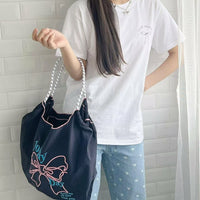 日本直送Ribbon embroidered tote bag - HLY & CHOCCICO