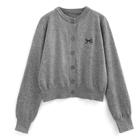 日本直送Ribbon Embroidery Short Length Knitted Cardiga - HLY & CHOCCICO