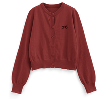 日本直送Ribbon Embroidery Short Length Knitted Cardiga - HLY & CHOCCICO