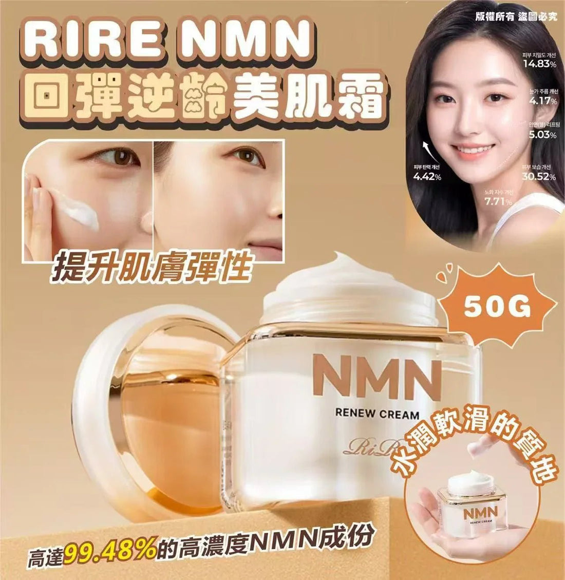 韓國🇰🇷[RIRE] NMN 回彈逆齡美肌霜 50G - HLY &amp; CHOCCICO