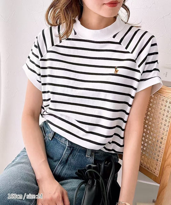 RL Micro High Neck Embroidery Tee | 6 Colors
