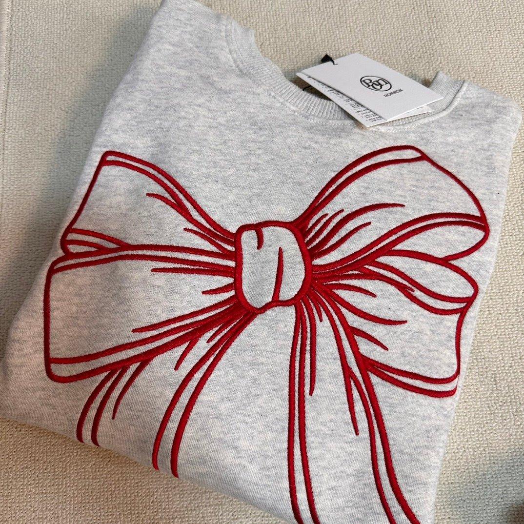 韓國潮牌RonRon Embroidered line bow sweatshirt - 5 Color - HLY &amp; CHOCCICO