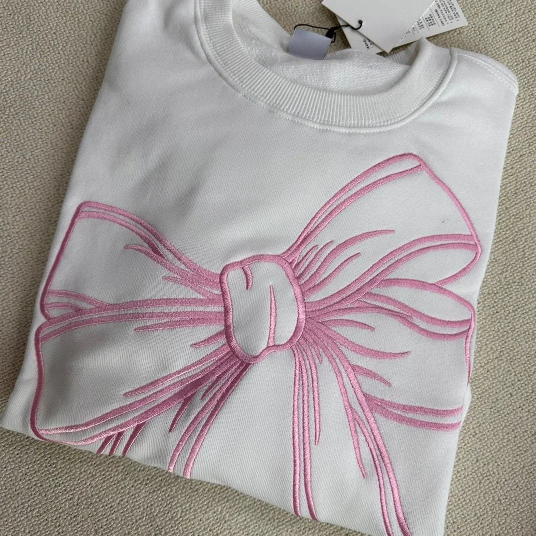 韓國潮牌RonRon Embroidered line bow sweatshirt - 5 Color - HLY &amp; CHOCCICO
