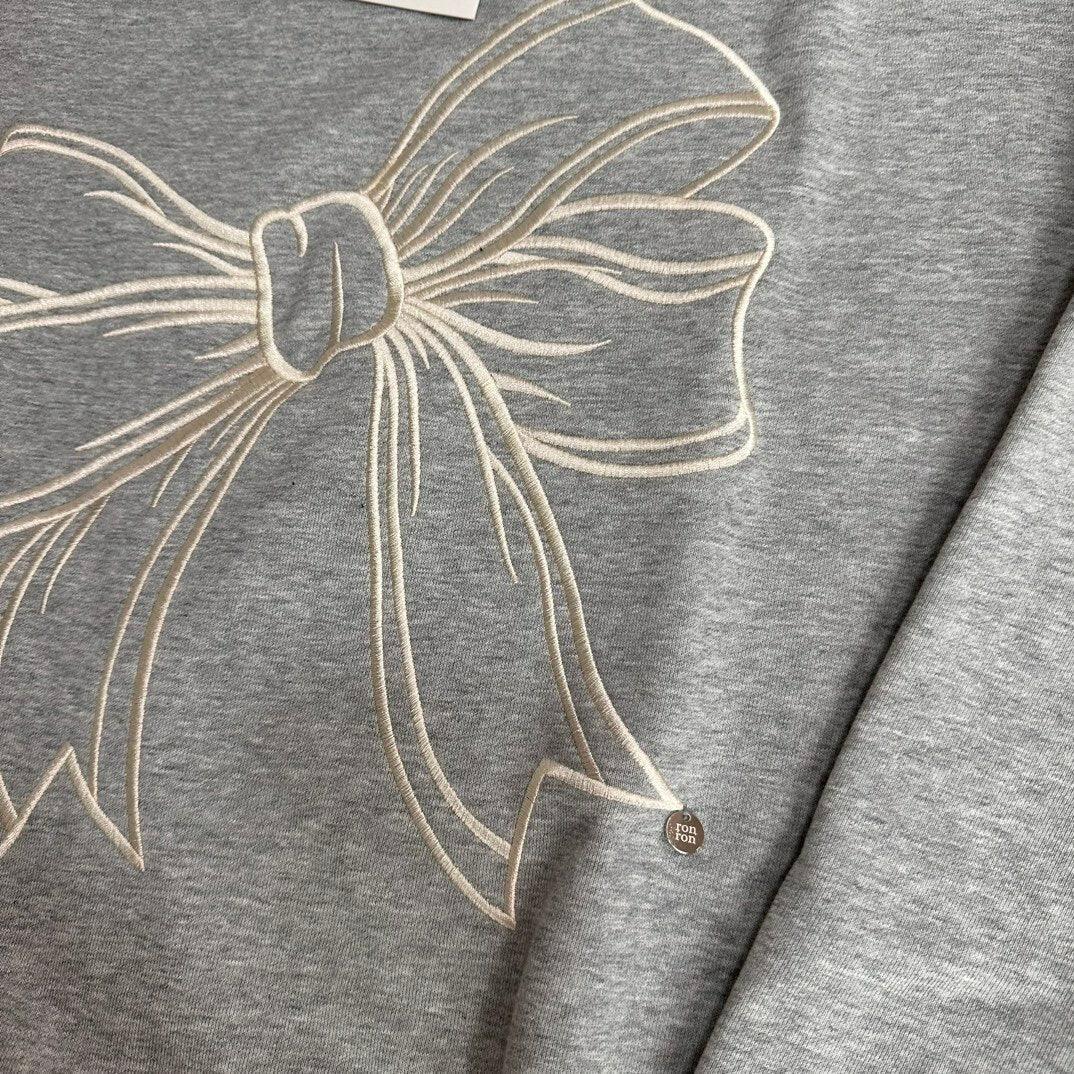 韓國潮牌RonRon Embroidered line bow sweatshirt - 5 Color - HLY &amp; CHOCCICO