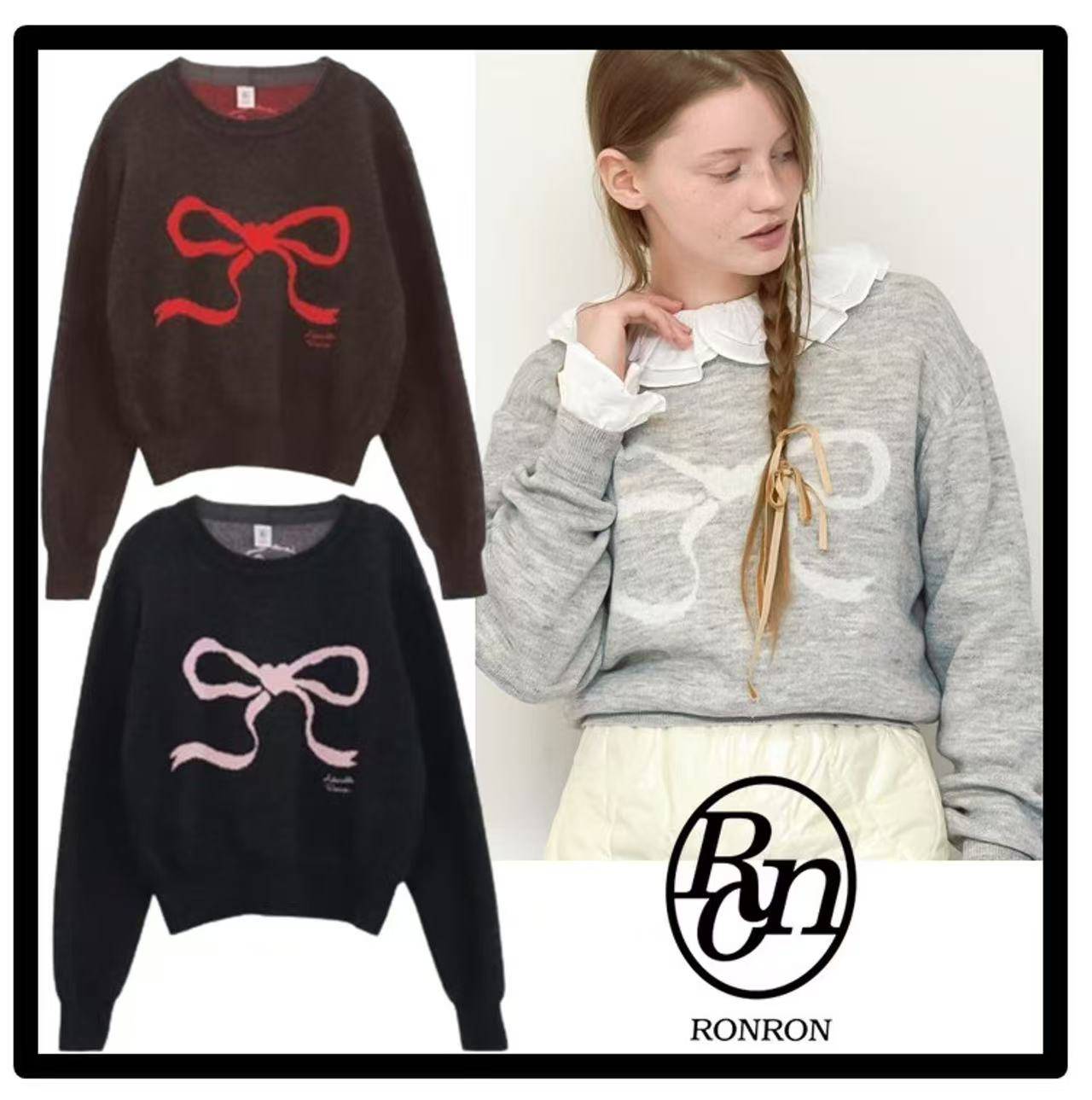 韓國潮牌RonRon 💕HEART RIBBON JACQUARD KNIT - HLY & CHOCCICO