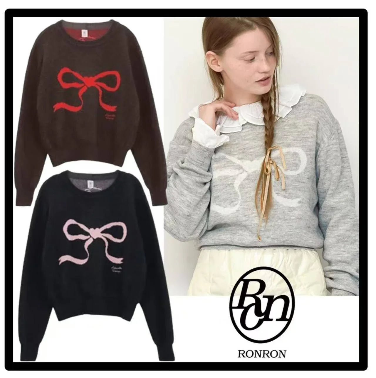 韓國潮牌RonRon 💕HEART RIBBON JACQUARD KNIT - HLY &amp; CHOCCICO