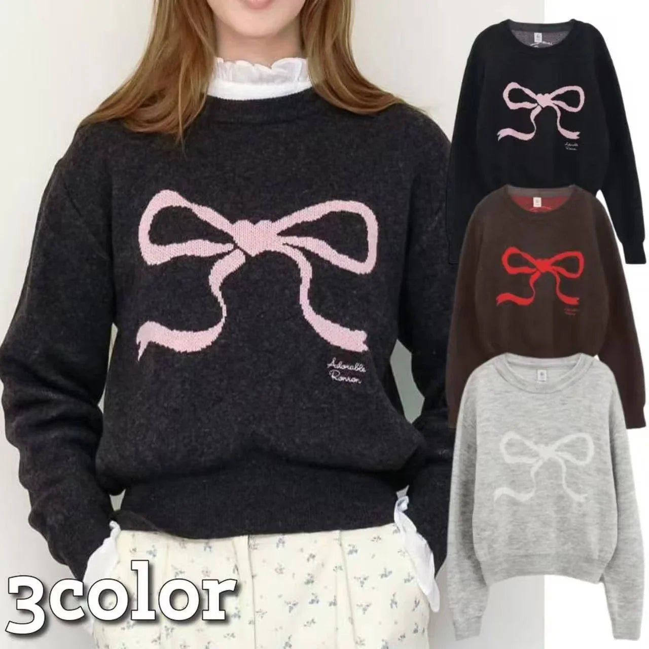 韓國潮牌RonRon 💕HEART RIBBON JACQUARD KNIT - HLY &amp; CHOCCICO