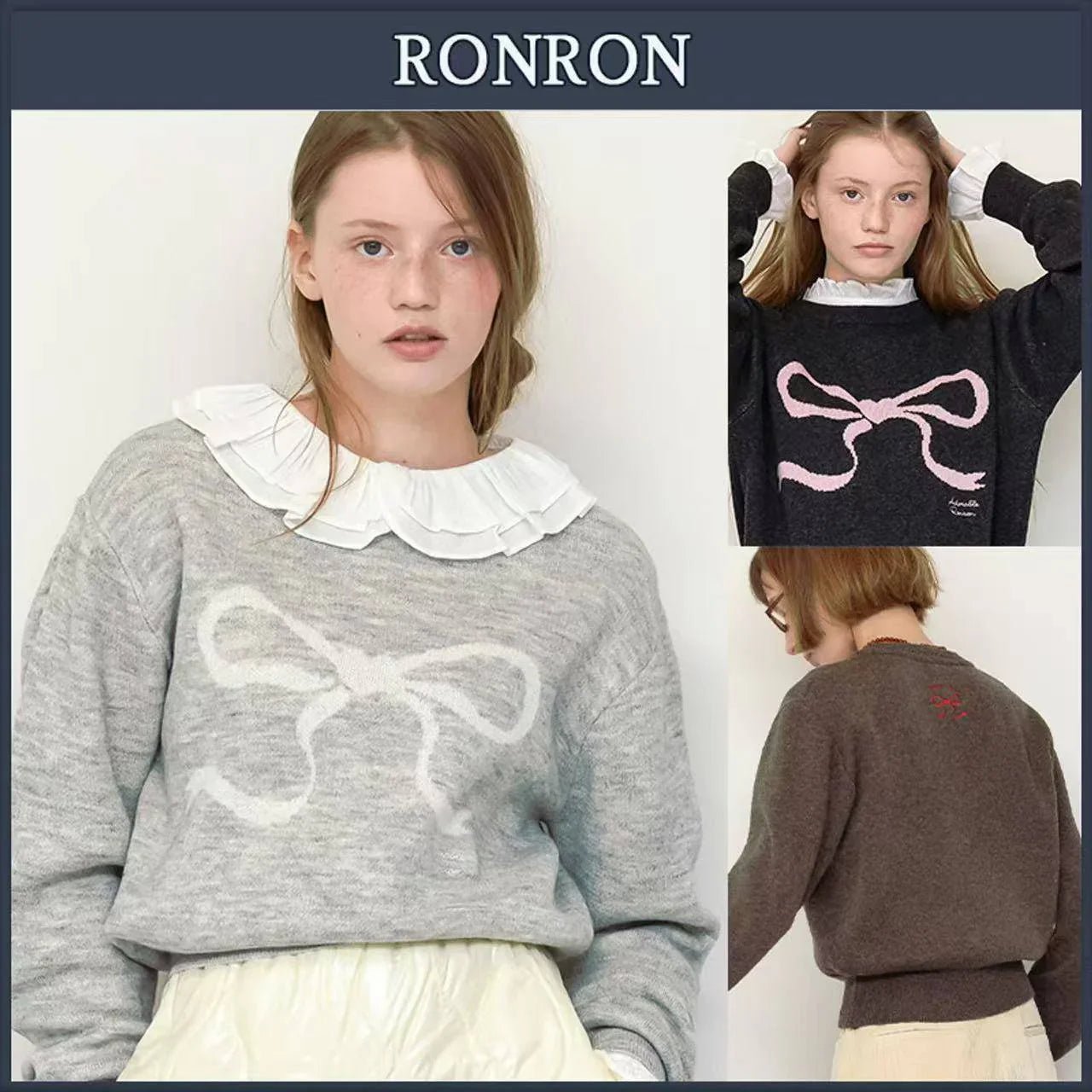 韓國潮牌RonRon 💕HEART RIBBON JACQUARD KNIT - HLY &amp; CHOCCICO