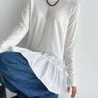 韓國直送Ruffled Hem Long Sleeve Top - HLY & CHOCCICO