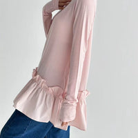 韓國直送Ruffled Hem Long Sleeve Top - HLY & CHOCCICO