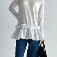 韓國直送Ruffled Hem Long Sleeve Top - HLY & CHOCCICO