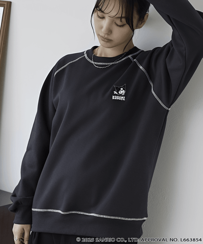 日本直送Sanrio embroidery assorted print oversized crew neck sweatshirt - HLY &amp; CHOCCICO