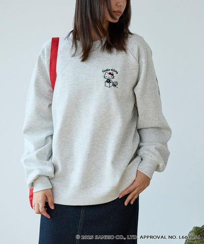 日本直送Sanrio embroidery assorted print oversized crew neck sweatshirt - HLY &amp; CHOCCICO