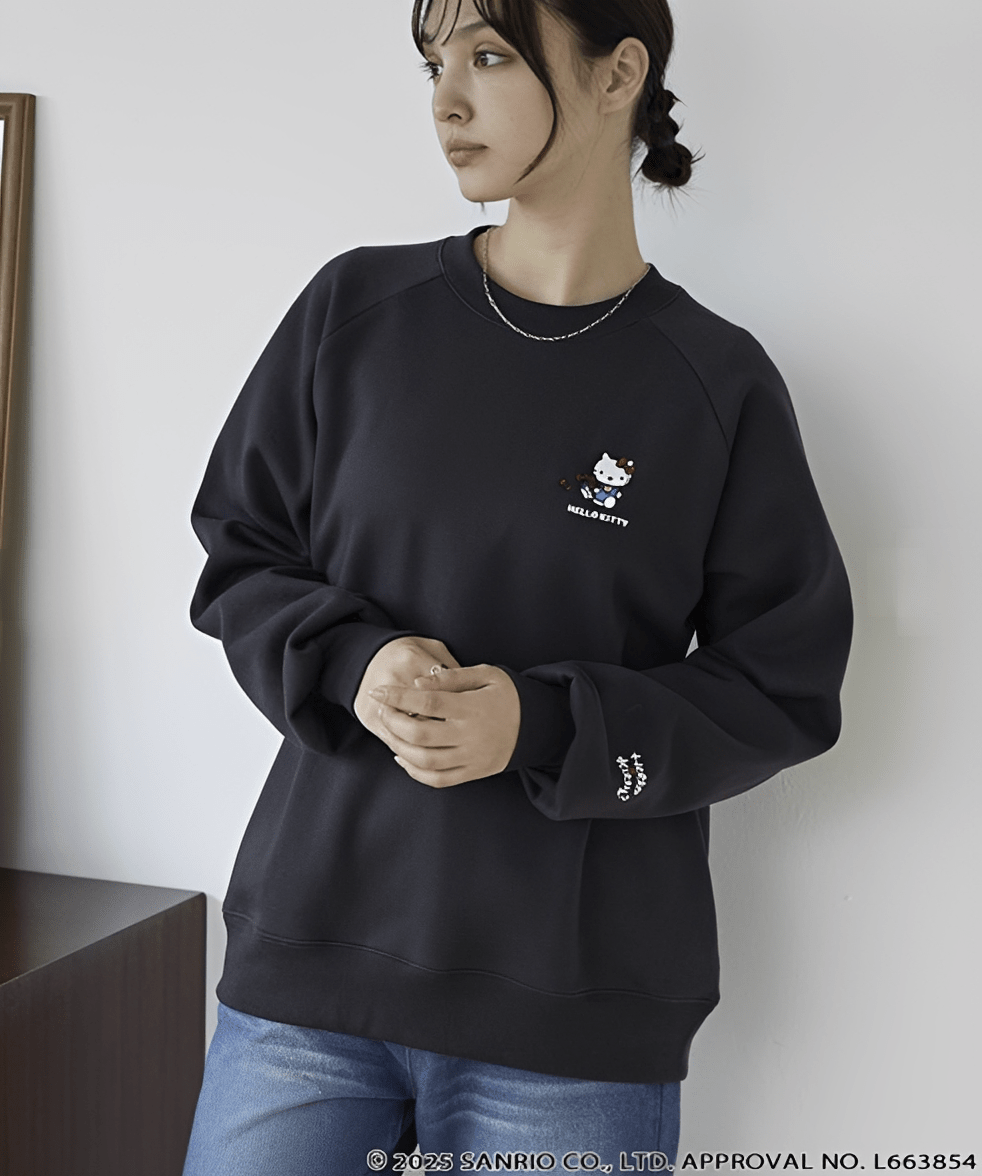 日本直送Sanrio embroidery assorted print oversized crew neck sweatshirt - HLY &amp; CHOCCICO
