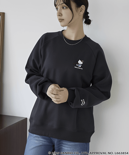 日本直送Sanrio embroidery assorted print oversized crew neck sweatshirt - HLY &amp; CHOCCICO