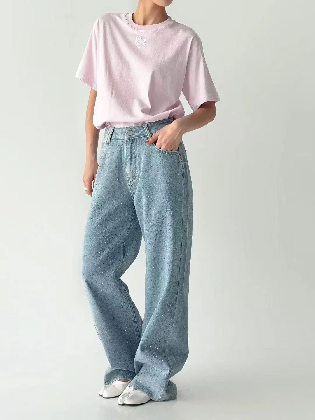 韓國直送Silicone Pony Print Tee / Jeans - HLY &amp; CHOCCICO