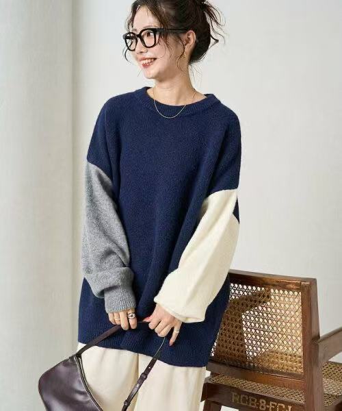日本直送[限量版]Sleeve Crazy Over Knit Pullover - HLY & CHOCCICO