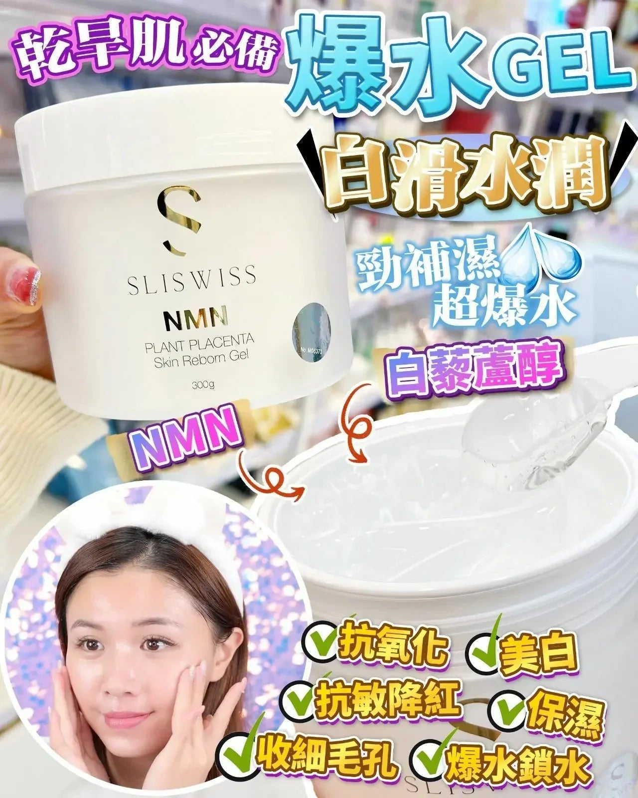 Sliswiss 白藜蘆醇爆水Gel 300g - HLY &amp; CHOCCICO