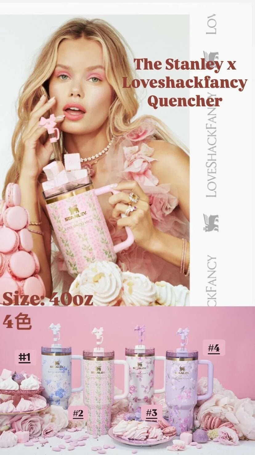 Stanley &amp; LoveShackFancy The Quencher 40oz - HLY &amp; CHOCCICO