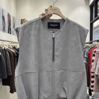 韓國直送Suede Zip-Up Vest ／ A-Line Suede Skirt - HLY & CHOCCICO