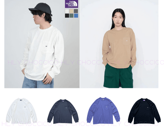 TNF PURPLE LABEL 7oz Long Sleeve Pocket Tee - NT3365N HLY & CHOCCICO