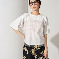 Tulle Ruffle Docking Short Sleeve T-Shirt - HLY & CHOCCICO