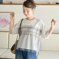 Tulle Ruffle Docking Short Sleeve T-Shirt - HLY & CHOCCICO