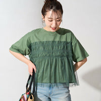 Tulle Ruffle Docking Short Sleeve T-Shirt - HLY & CHOCCICO