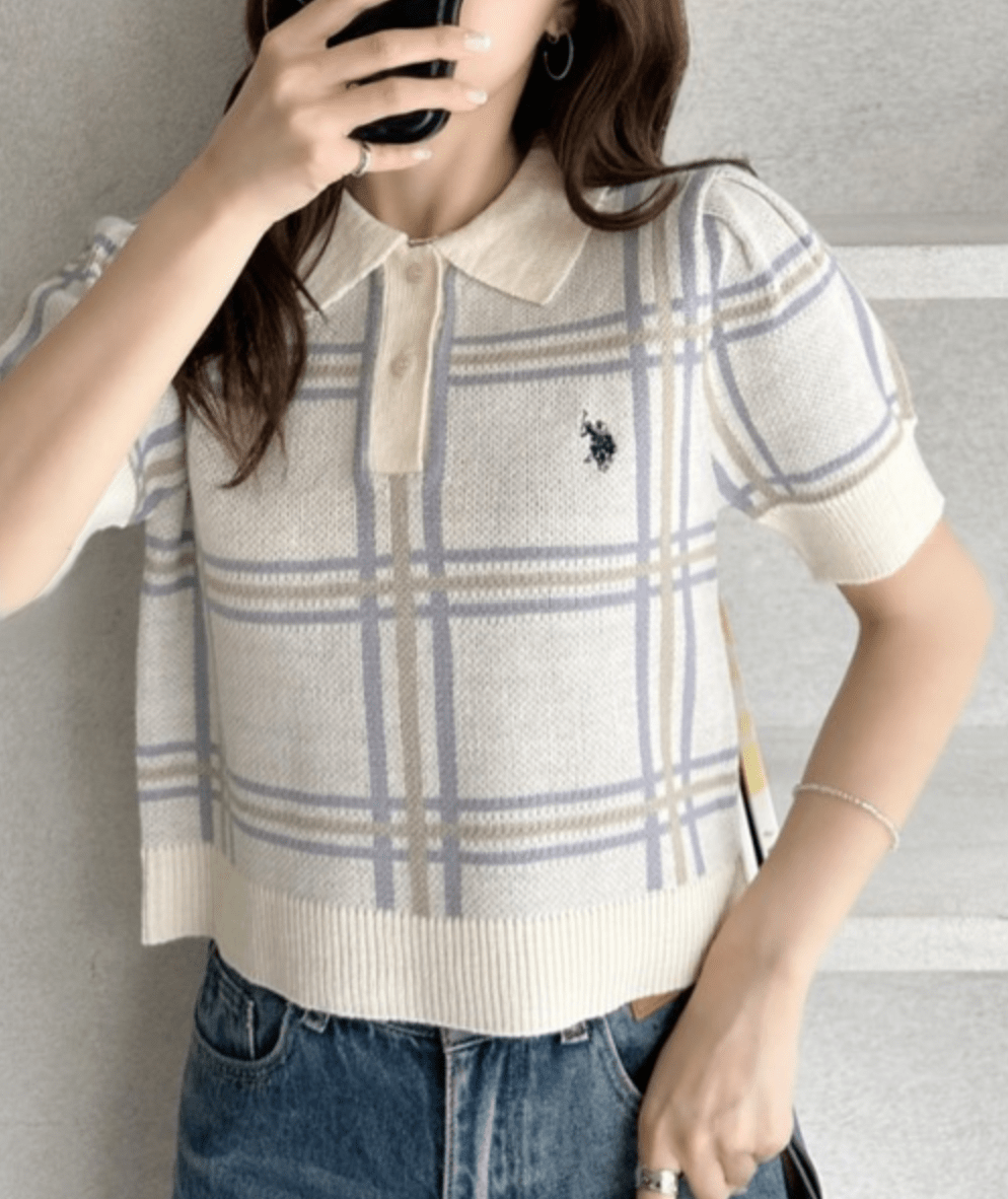 日本直送U.S. POLO ASSN 別注Check Short Length Knit Top （新款預售5月發貨） - HLY &amp; CHOCCICO