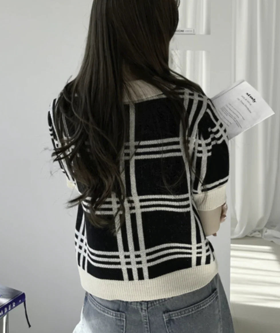 日本直送U.S. POLO ASSN 別注Check Short Length Knit Top （新款預售5月發貨） - HLY &amp; CHOCCICO