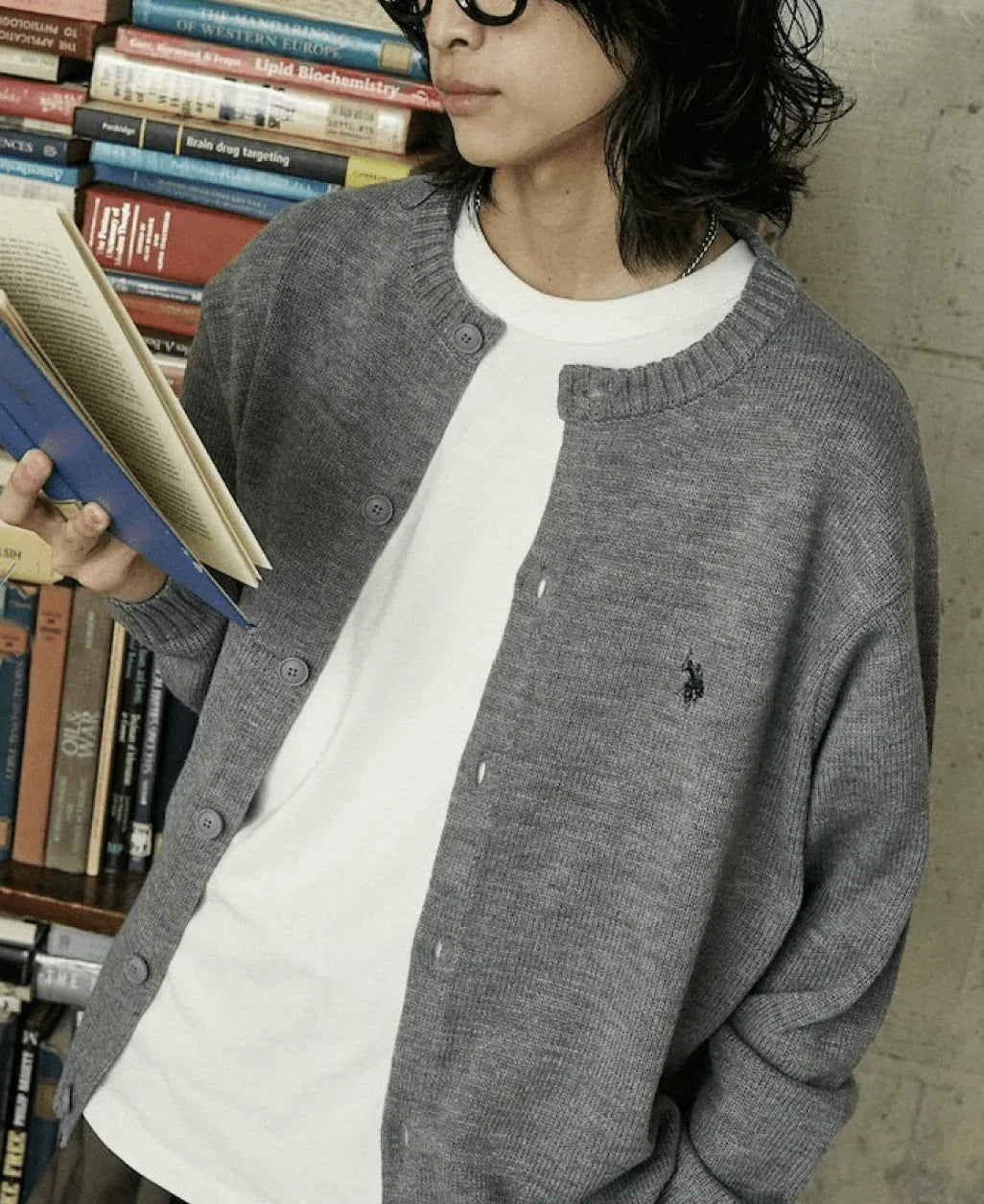 日本直送 U.S. POLO ASSN.別注 CREW NECK KNIT CARDIGAN - HLY &amp; CHOCCICO