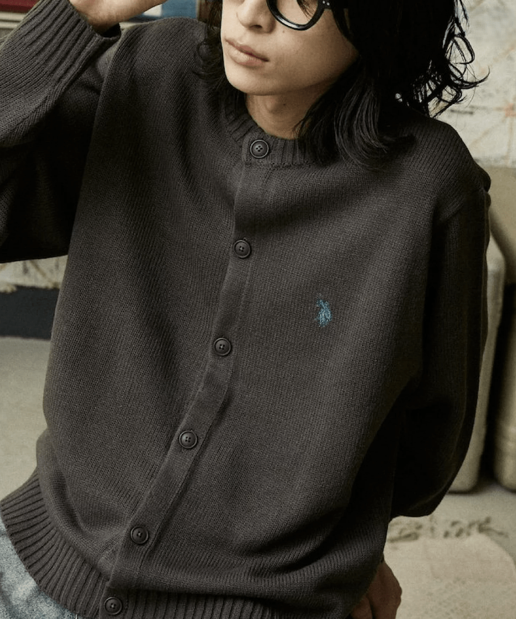 日本直送 U.S. POLO ASSN.別注 CREW NECK KNIT CARDIGAN - HLY & CHOCCICO